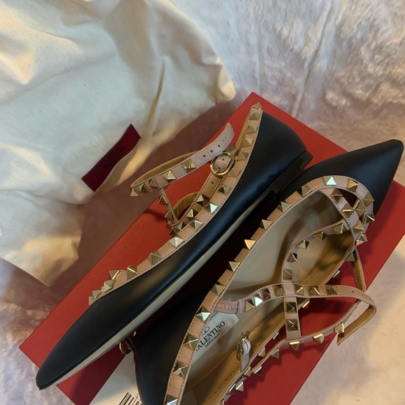 Valentino black Rockstud Caged Patent Flat - Picture 6 of 7